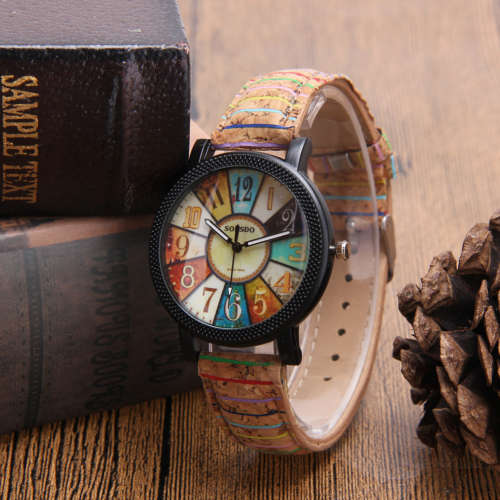 Ladies Funky & Fun Rainbow Coloured Leather Band Watch